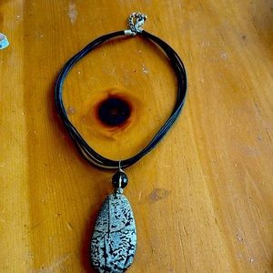 Beautiful forest strand necklace with black and brown stone